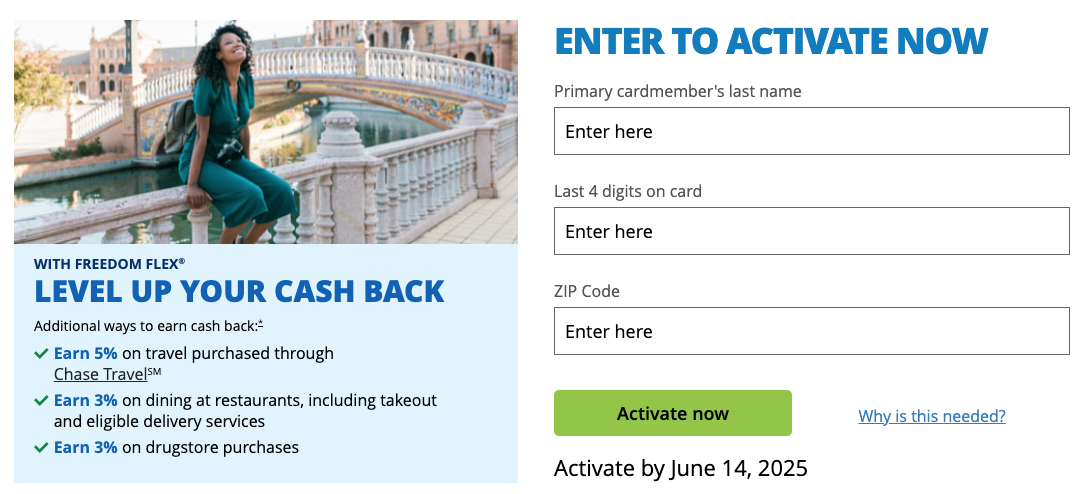 Register for Chase Freedom bonus categories Q2 2025. 